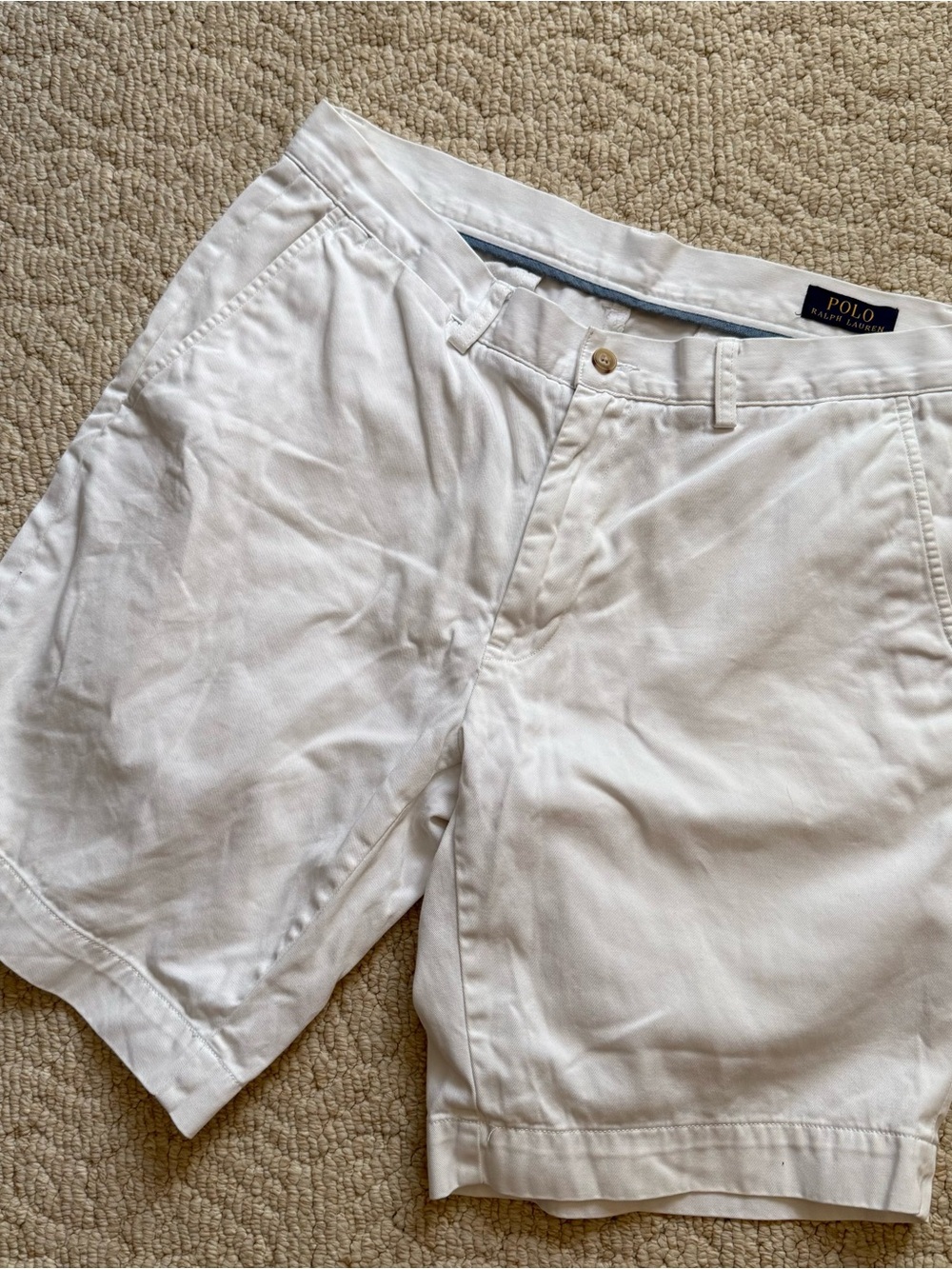 Polo Ralph Lauren Men's White Cotton Chino Flat-Front Shorts sz 33